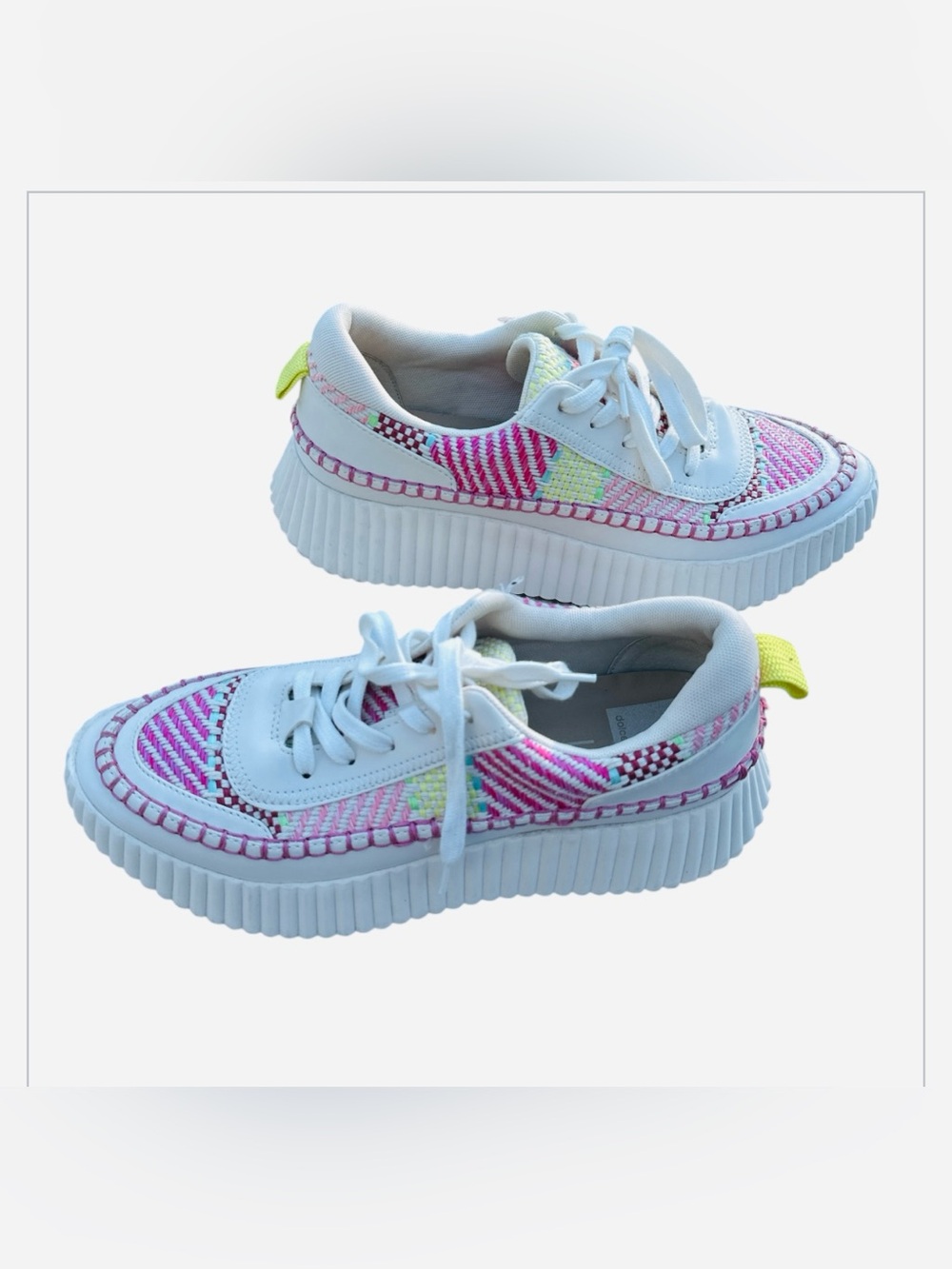 Dolce Vita Daran Wedge Sneaker Women 9.5 Platform Stitch Pattern Woven Multi
